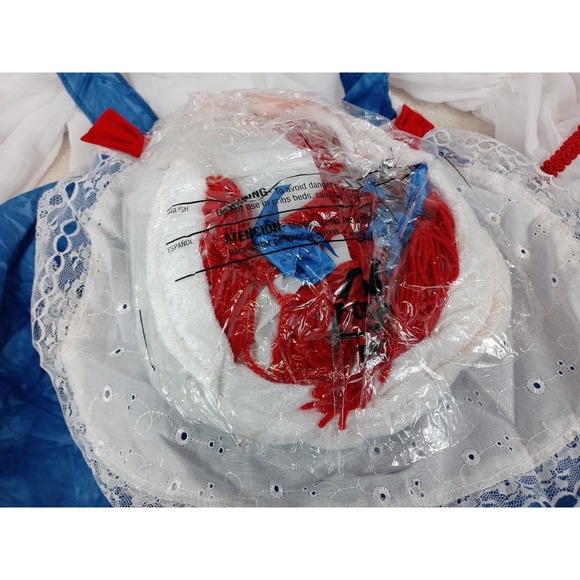 Rubies Rag Doll Girl‎ Costume Toddler 2T Halloween Red White Blue Dress Hat Wig - Picture 3 of 8